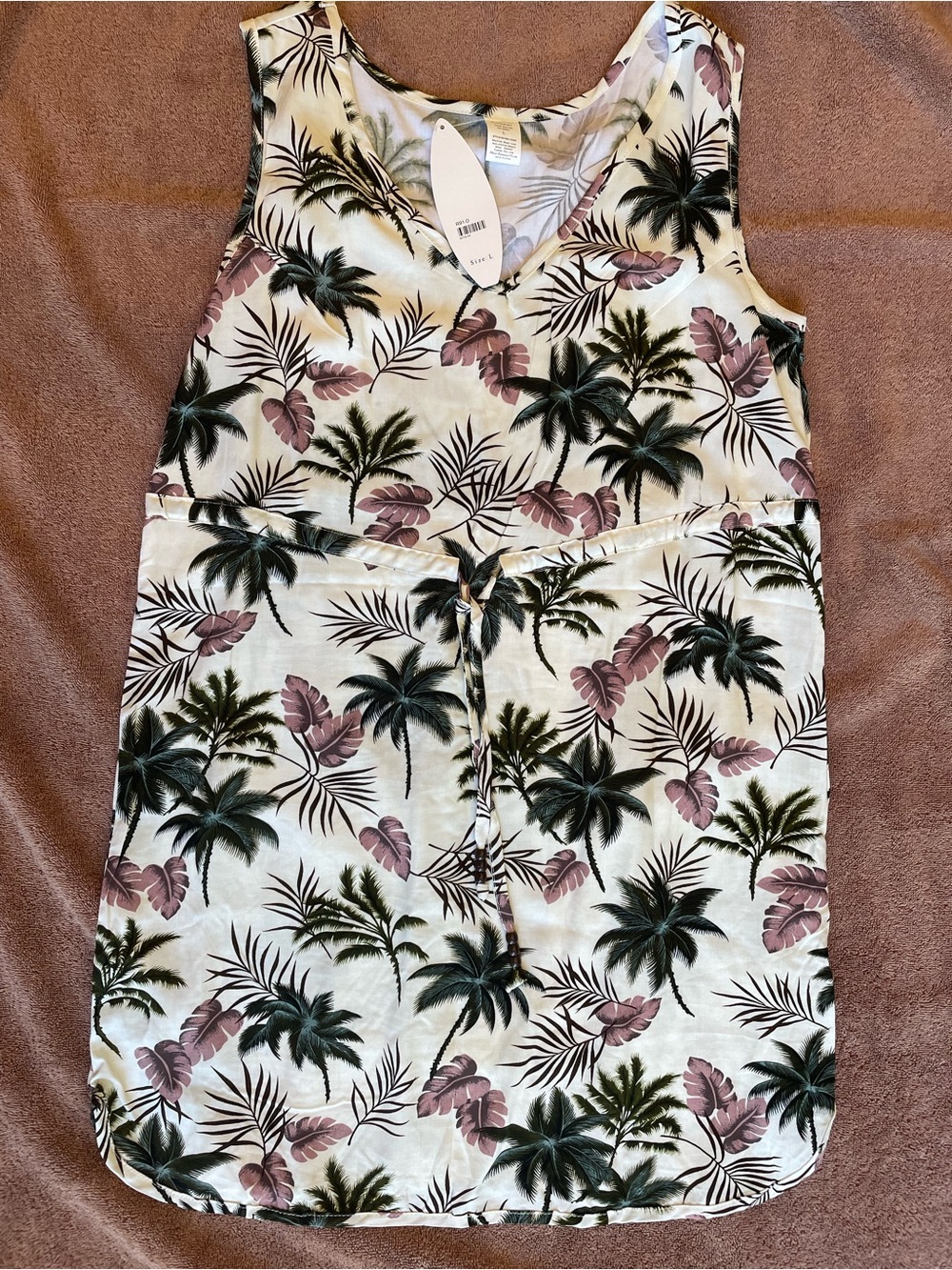 Women’s Tropical Palm Print Mini Dress in Cream